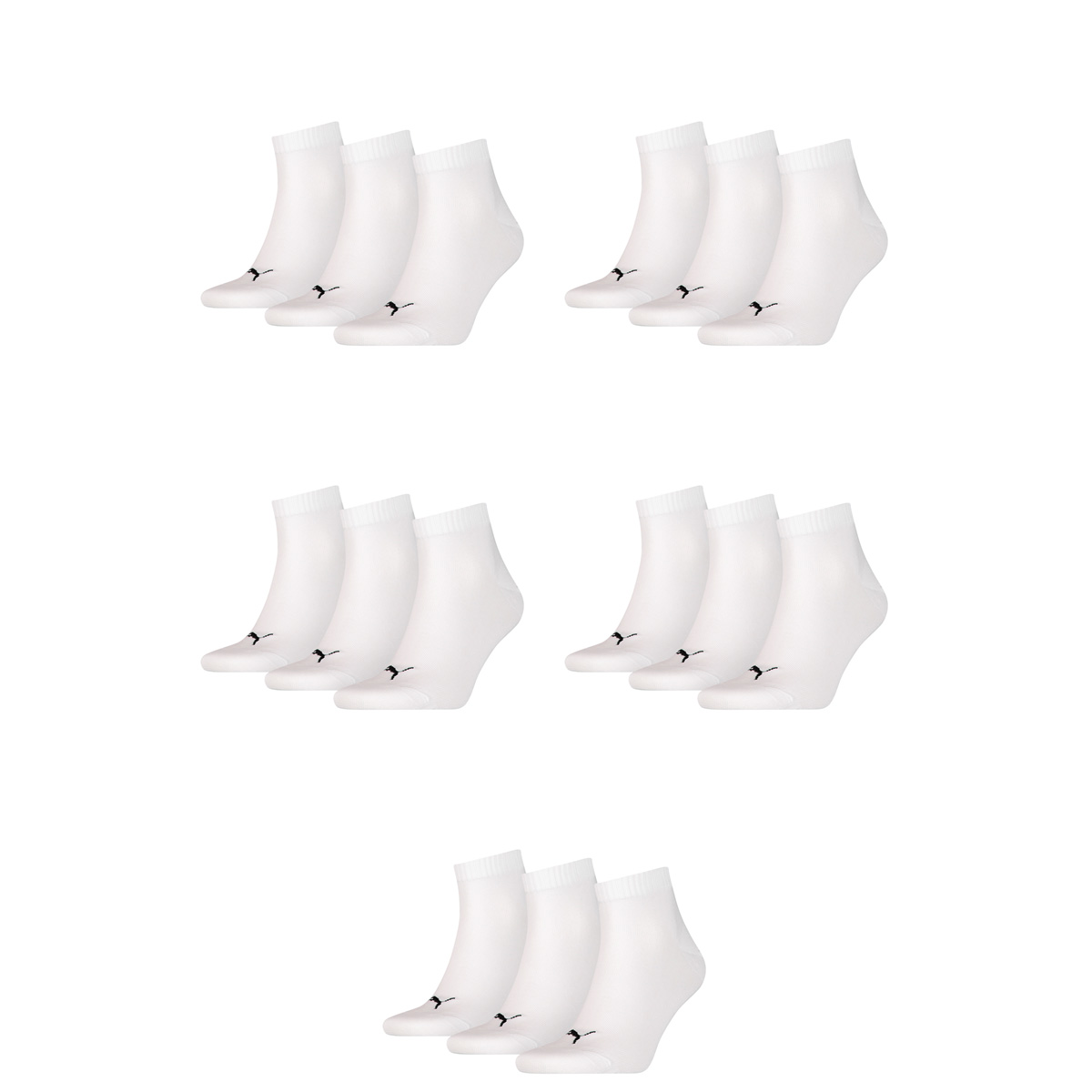 15 Paar Puma Unisex Quarter Socken Sneaker Gr. 35 - 49  für Damen Herren Füßlinge