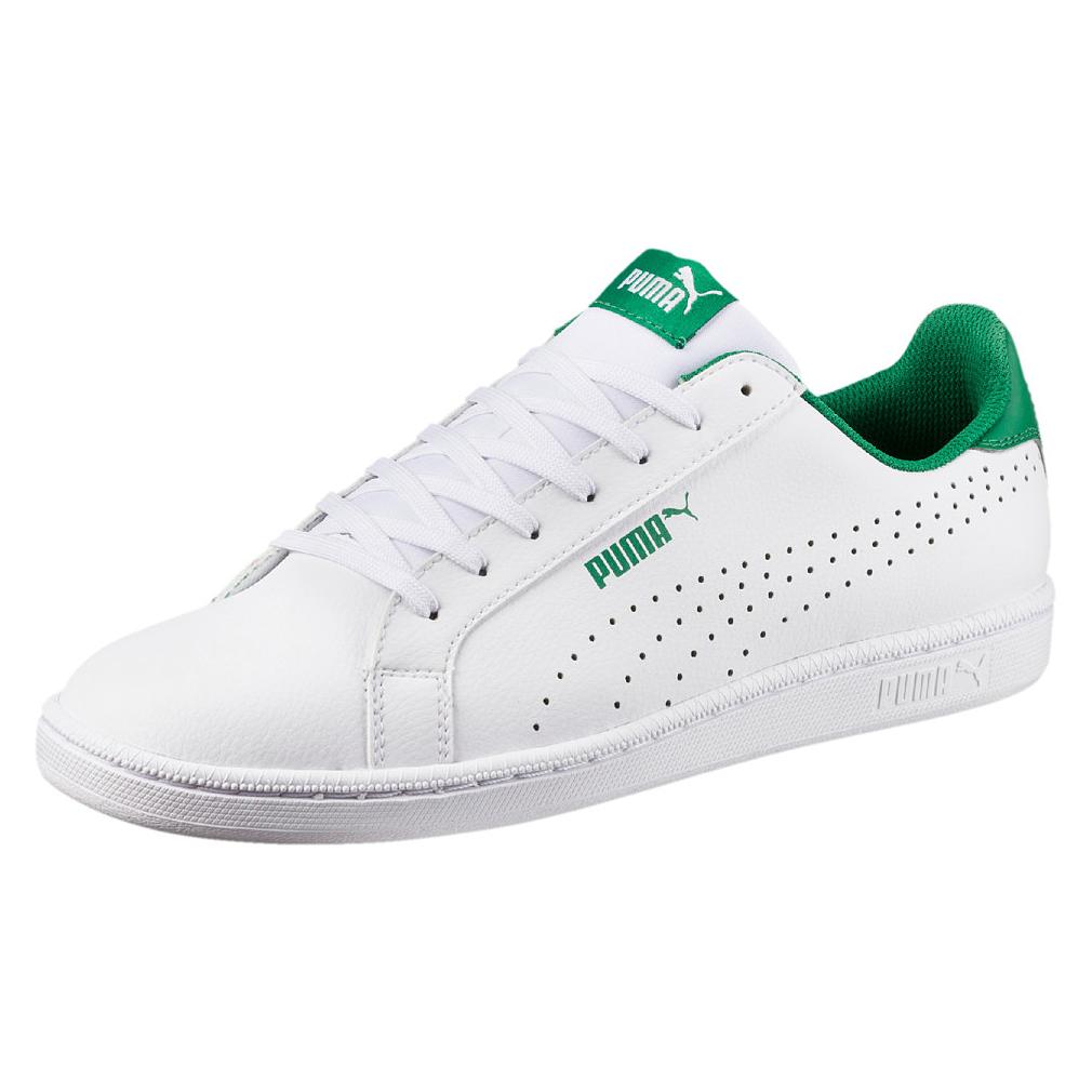 Puma Smash Perf Herren Sneaker Schuhe Leder 363722 03 White-Verdant Green 