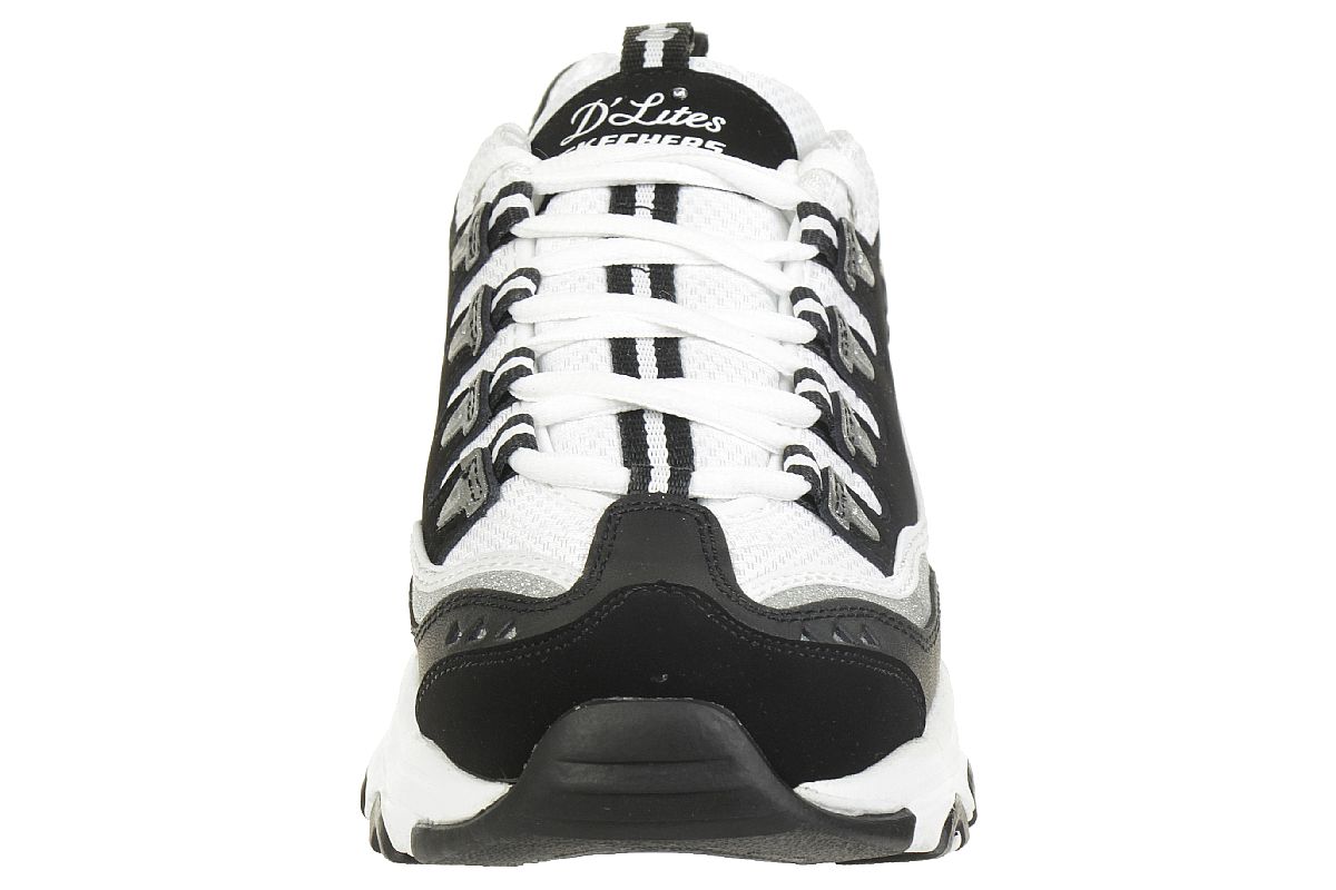 Skechers Sport D'Lites-New Retro Damen Sneaker, Schwarz (Schwarz/Weiß)