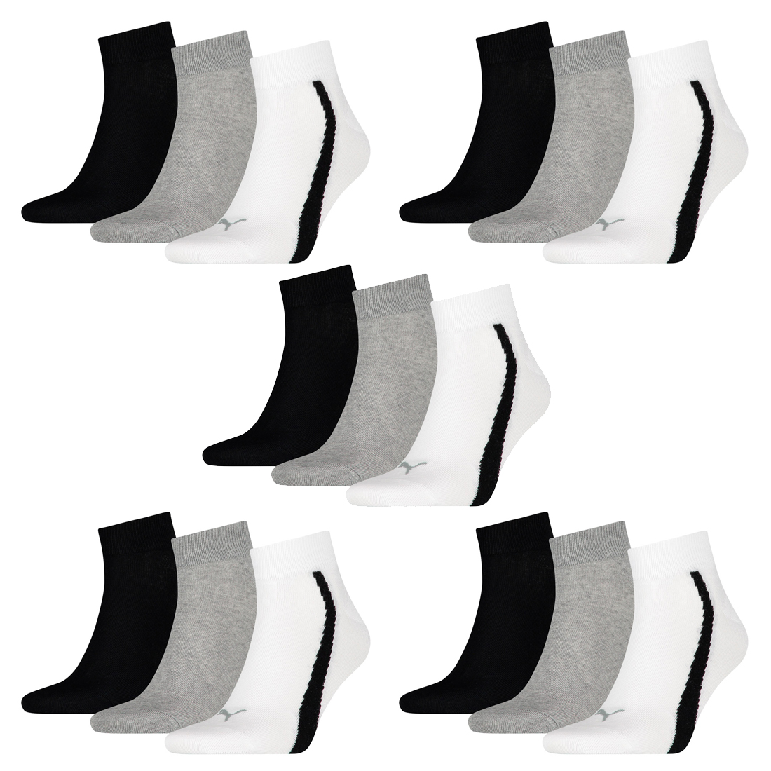 15 Paar Puma Lifestyle Quarter Socken Gr. 35 - 46 Unisex Sneaker Füßlinge