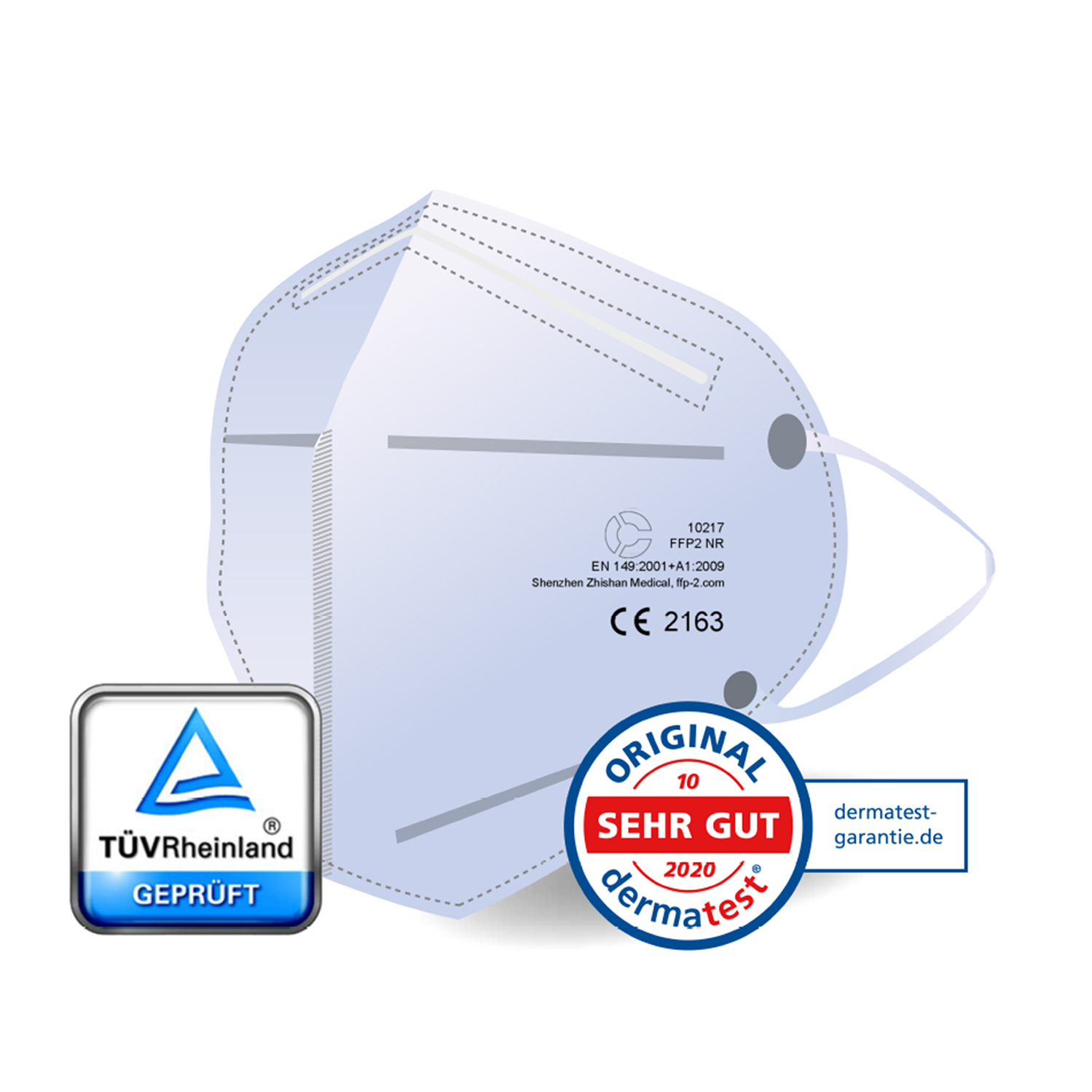 50 Stück air protect Partikelfilternde Halbmaske 10217 FFP2 CE zertifiziert (CE 2163)