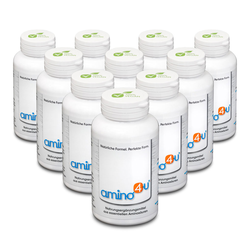 Amino4U Set Sparpaket alle 8 essentiellen Aminosäuren Muskelaufbau 10 x 120g Dose