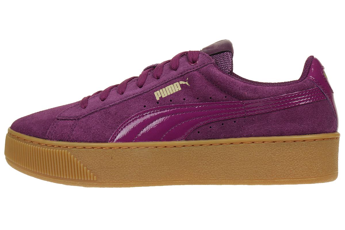 Puma Vikky Platform Leder Sneaker Damen Schuhe 363287 08 Violett