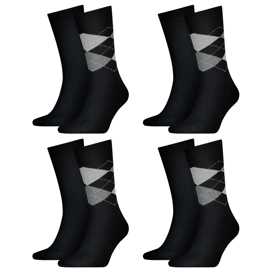 8 Paar TOMMY HILFIGER CHECK Socken Gr. 39 - 46 Herren Business Sneaker Socken
