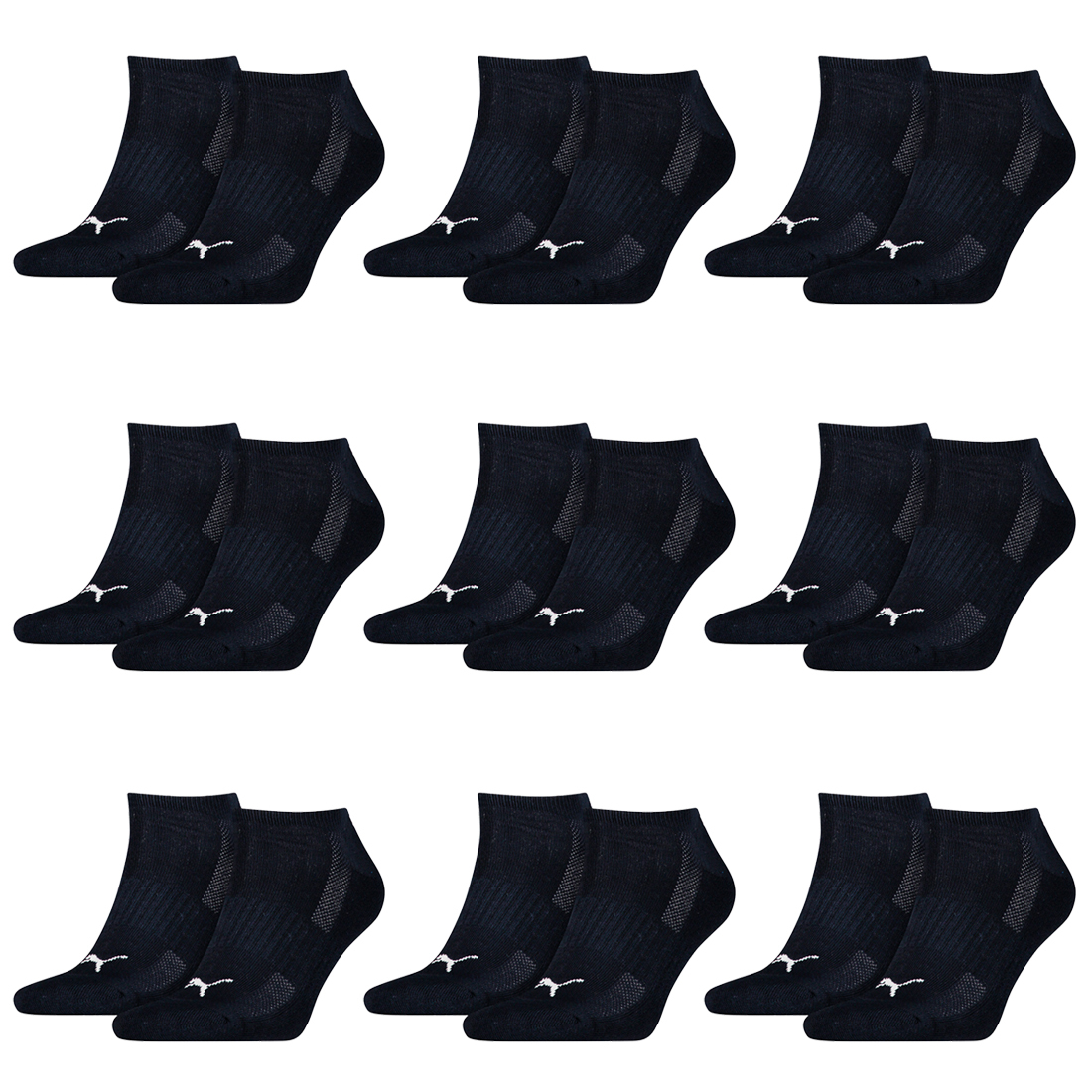 18 Paar Puma Sneaker Socken mit Frottee-Sohle Gr. 35 - 46 Unisex Cushioned Kurzsocken