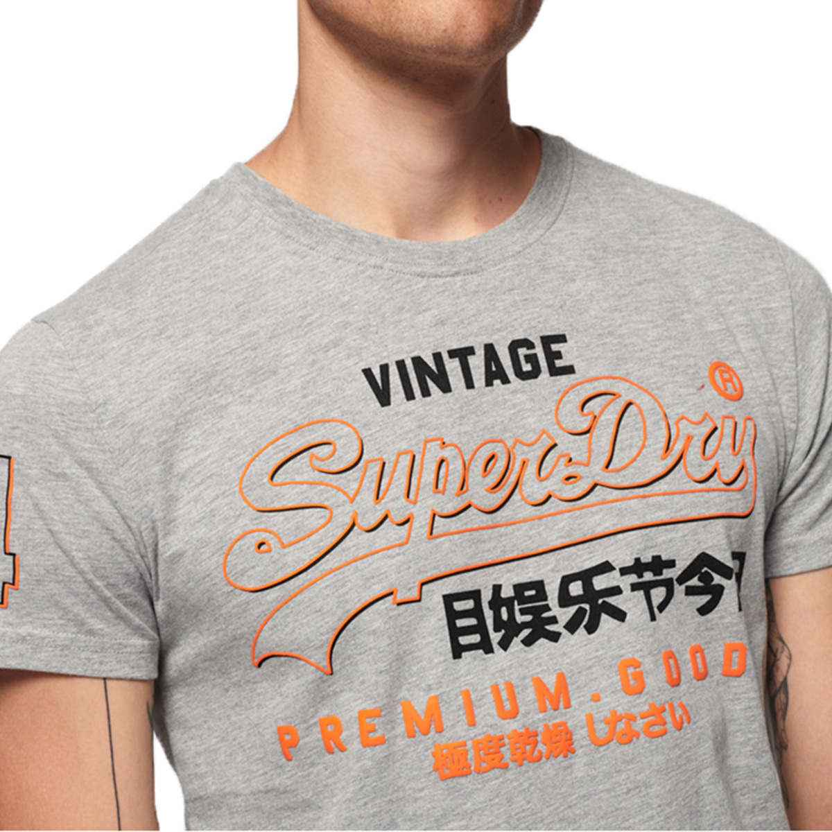 Superdry Herren Premium Goods Outline MId Tee T-Shirt M1000027A grau