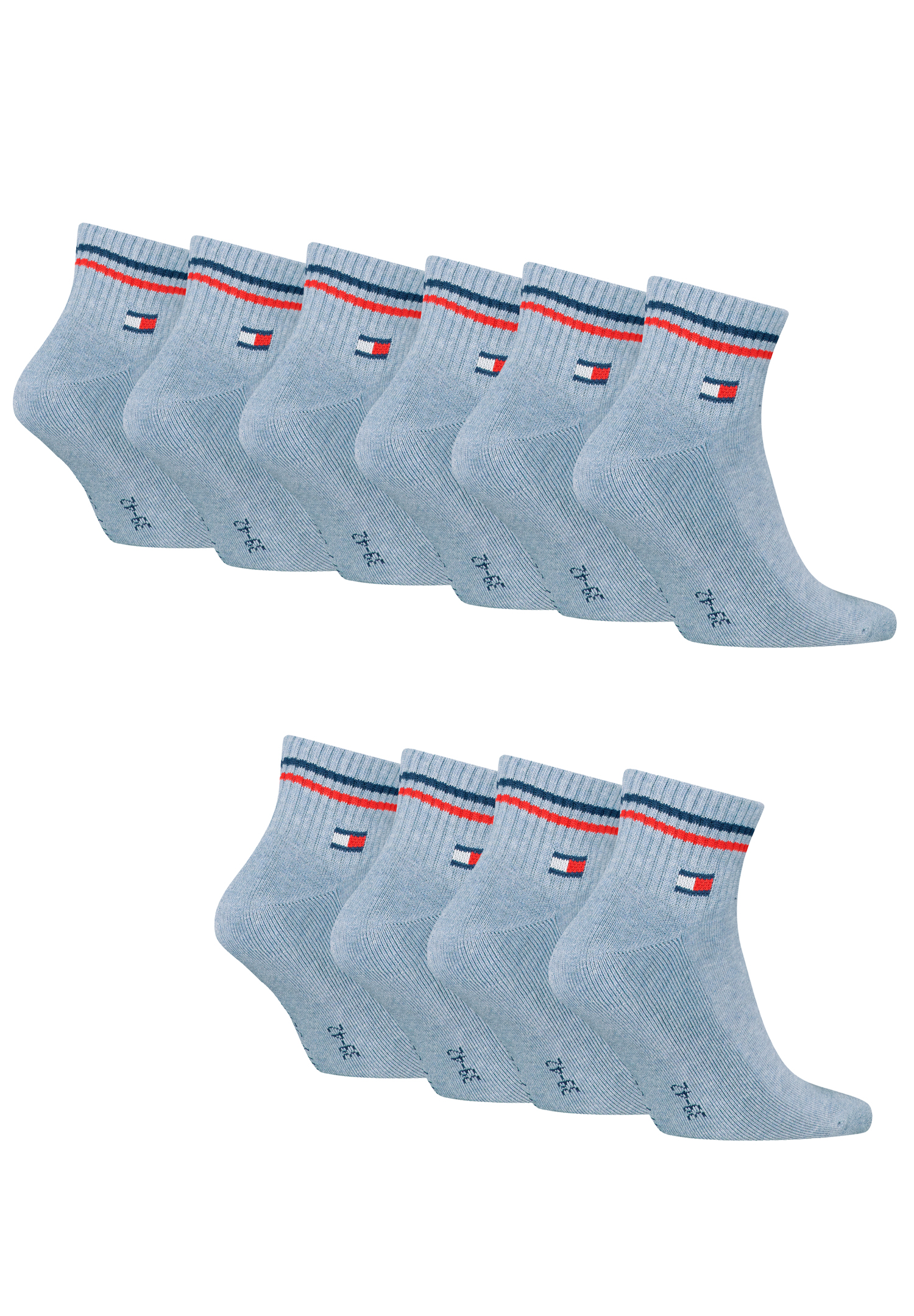 Tommy Hilfiger Unisex Quarter Socken im Retro Design knöchelhoch 10-er Pack