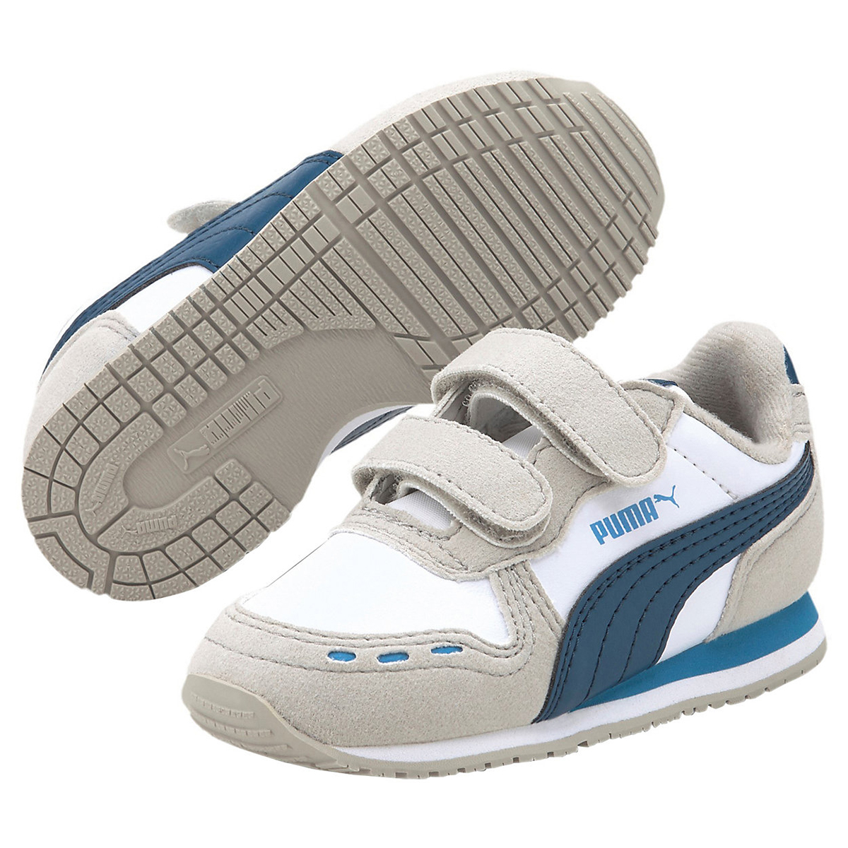 PUMA Cabana Racer SL V Inf Kinder Sneaker Klettverschluss Weiß / Blau 351980