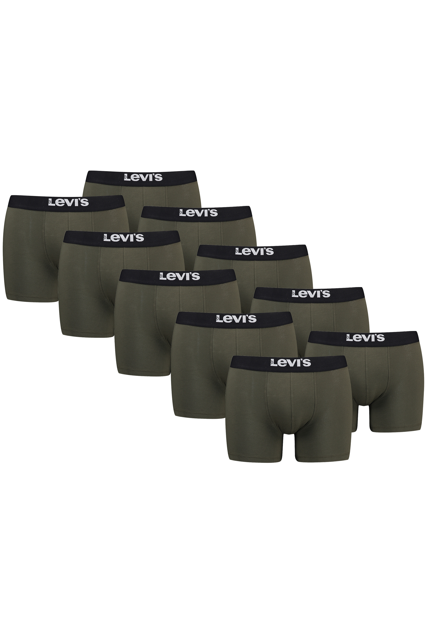 Levi's Solid Herren Boxershorts Unterwäsche aus Bio-Baumwolle im 10er Pack