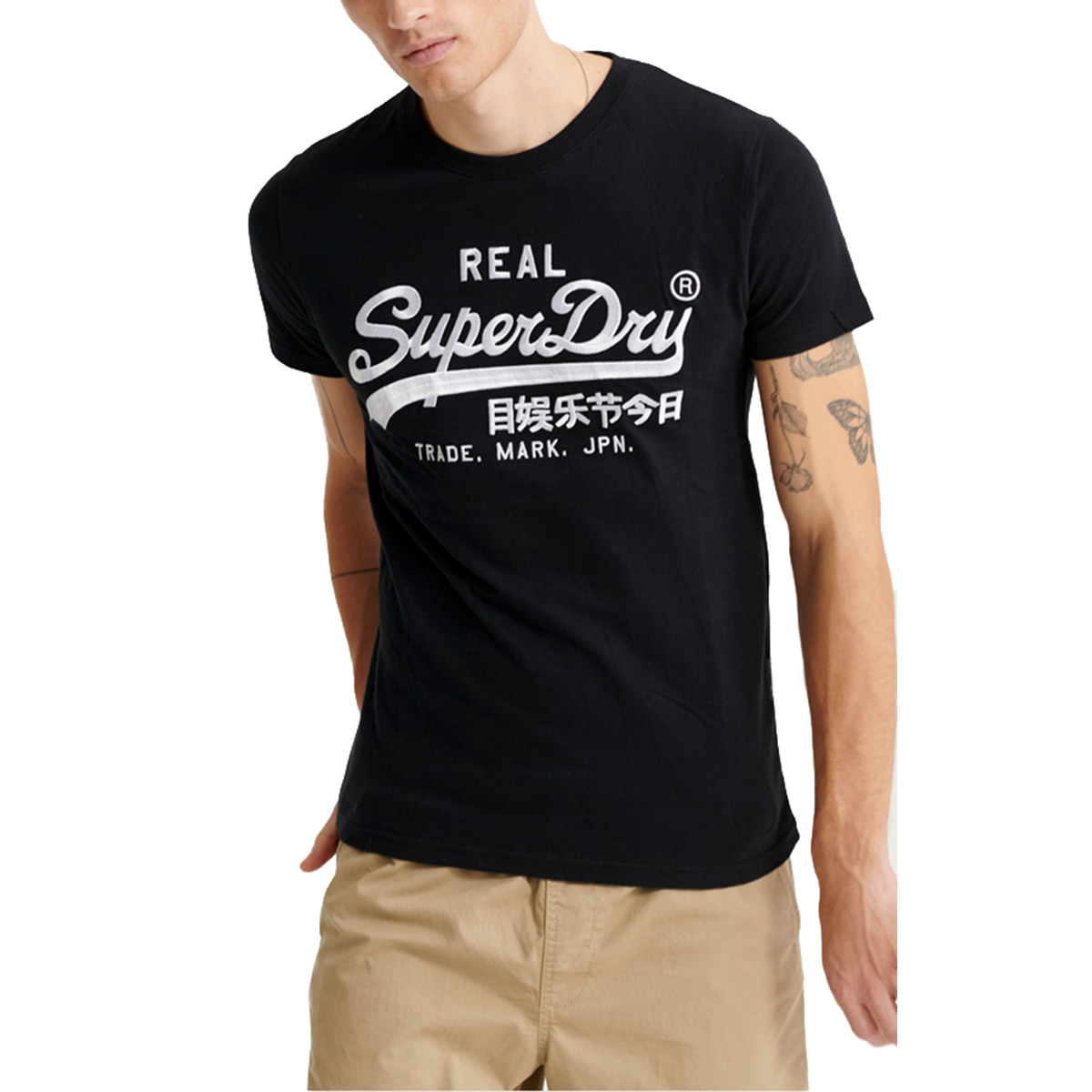 Superdry Herren VL Mono EMB Tee T-Shirt Short Sleeve Shirt Hemd M1010303A-12A Schwarz 