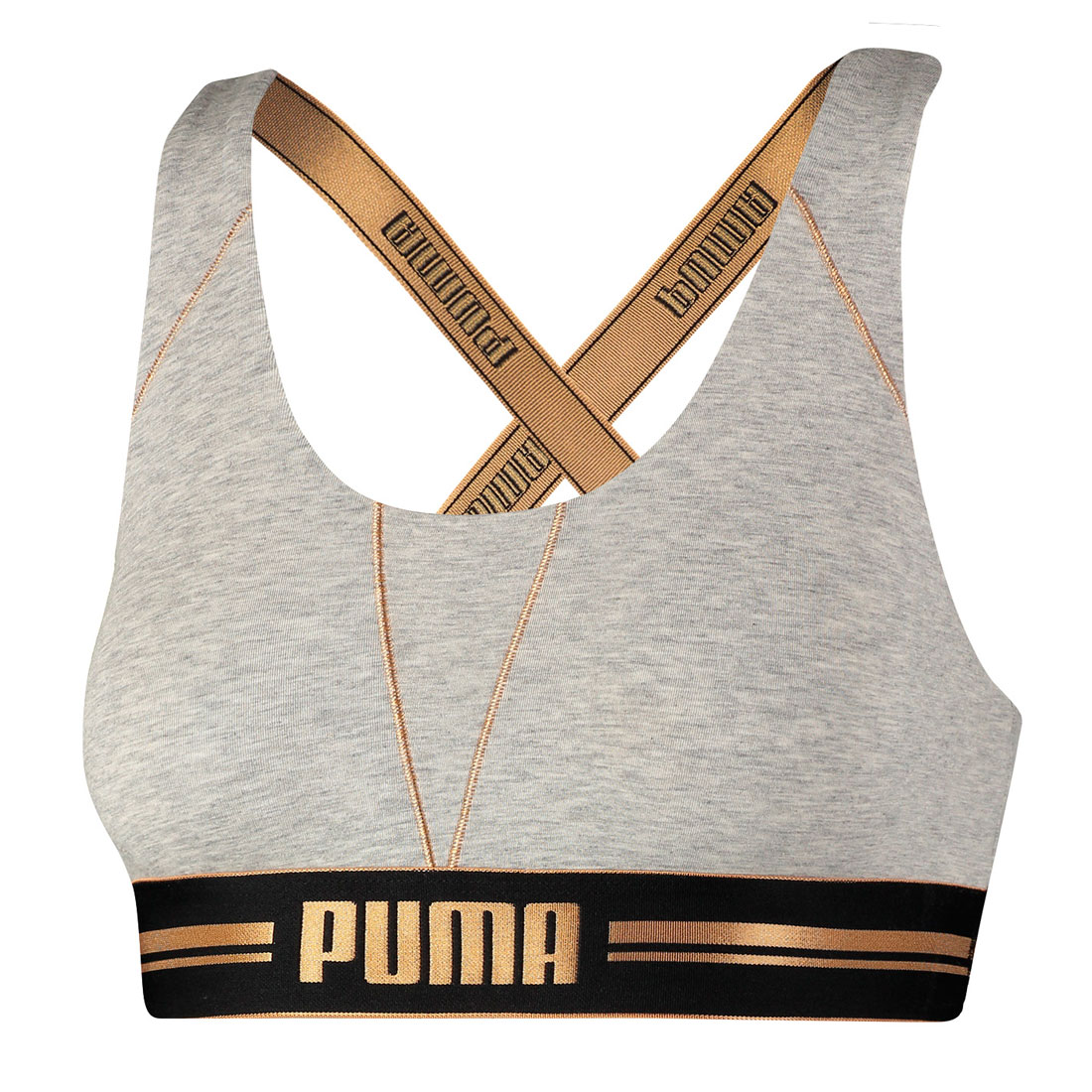 PUMA Damen Gold Logo Cross Back BRA Tank Top SPORT-BH Bustier