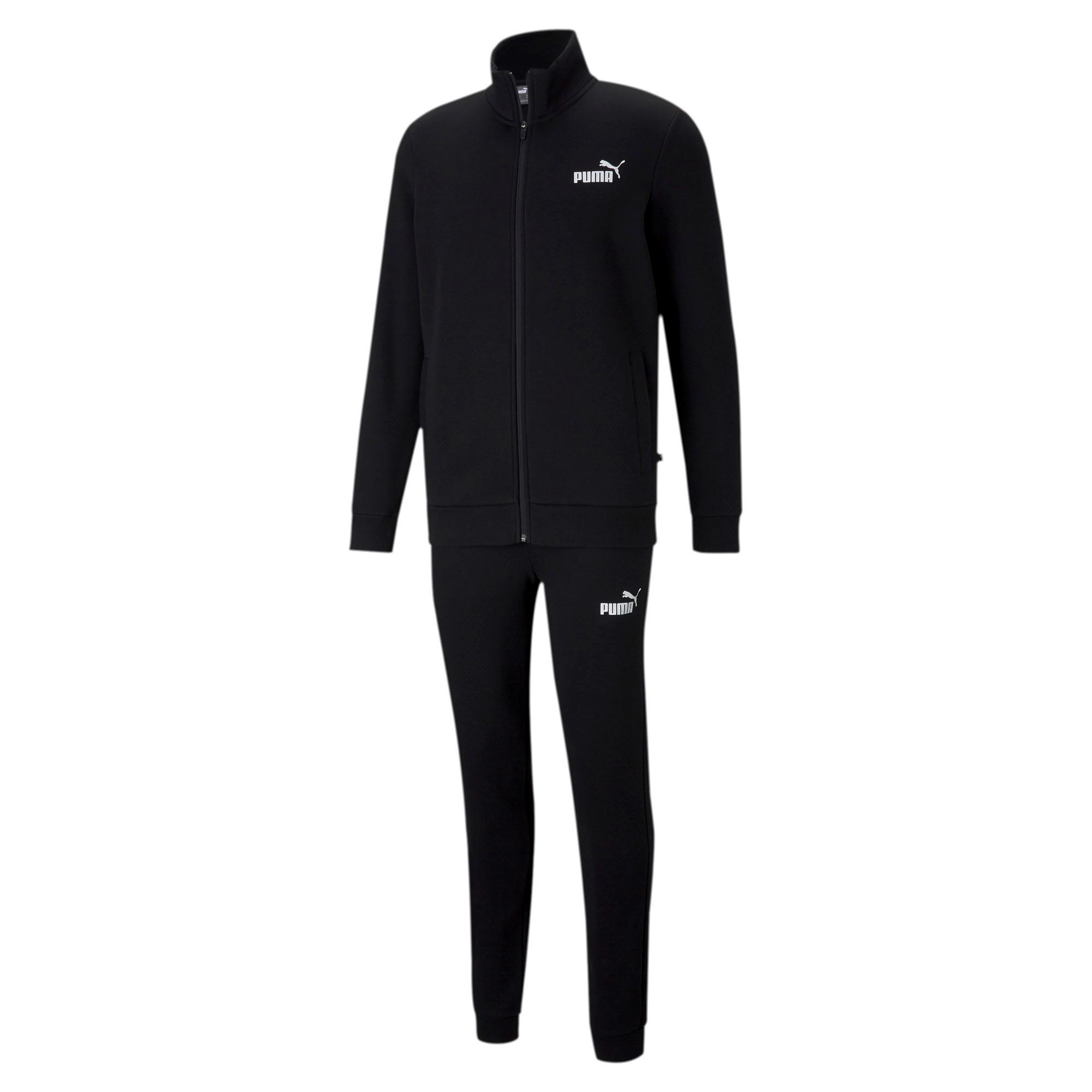 PUMA Herren Clean Sweat Suit FL Trainingsanzug Jogginganzug 585841 schwarz