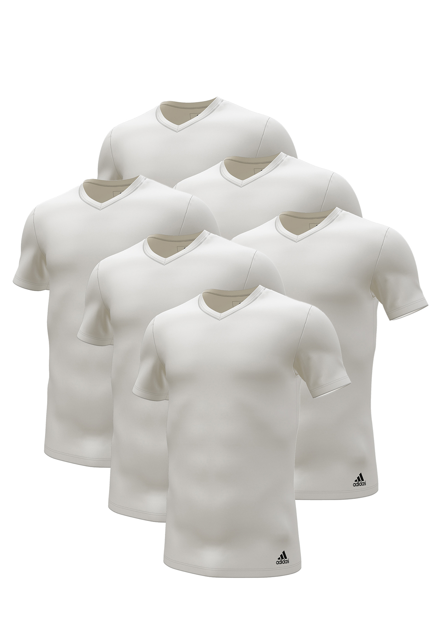 6 er Pack adidas V-Neck T-Shirt Herren Unterhemd V-Ausschnitt Baumwolle langlebig